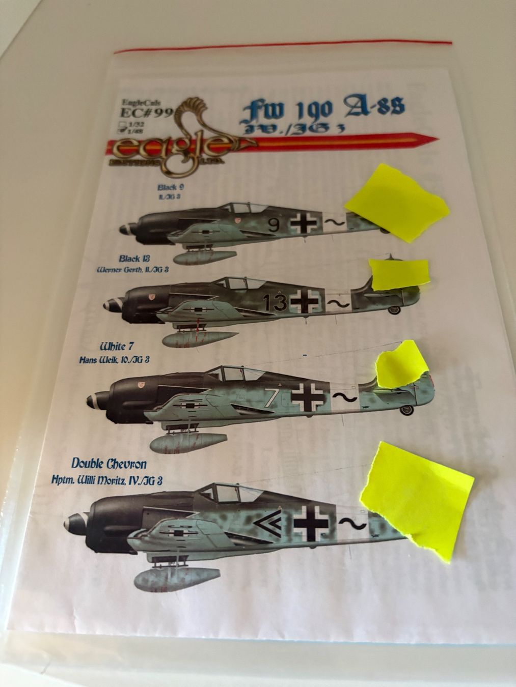 Kit di modellismo & Modellini statici: 1/48 FW 190 A-8 DECALS – Usato da MÜHLEDORF/SO venduto da tru_wsv8