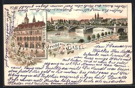 Litho Basel, Ansicht vom Rathaus, Rheinb