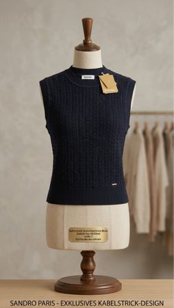 Sandro Cable Knit Vest Navy Blue Size S New With Tags
