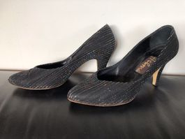 Glitzer Pumps Gr. 37 ½, Innenfutter und Schuhsohle echt Lede