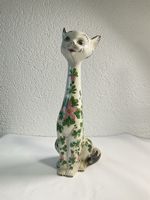 Petite statue chat en porcelaine, peint 