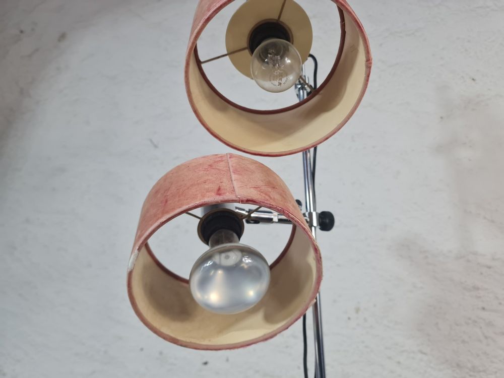 Lampes: Stehlampe 2-flammig verstellbar Chrom Samtschirme Vintage – D'occasion à Obfelden par Vintagebude 4