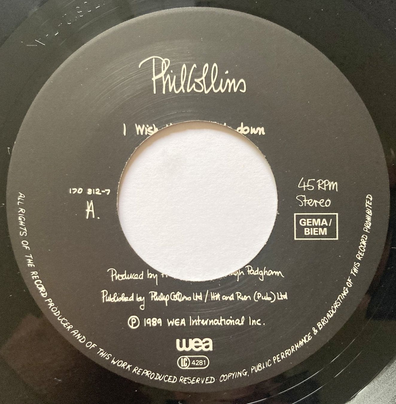 Dischi in vinile: PHIL COLLINS - I WISH IT WOULD RAIN DOWN – Usato da Bottens venduto da hotter-than-hell 2