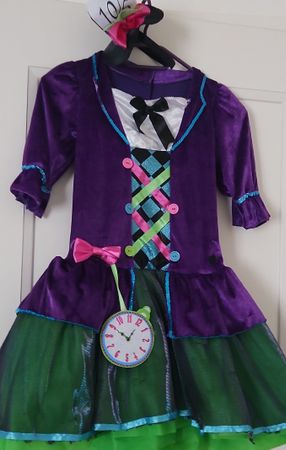 Costume Carnevale Cappellaio Matto, bambina, taglia 7 anni