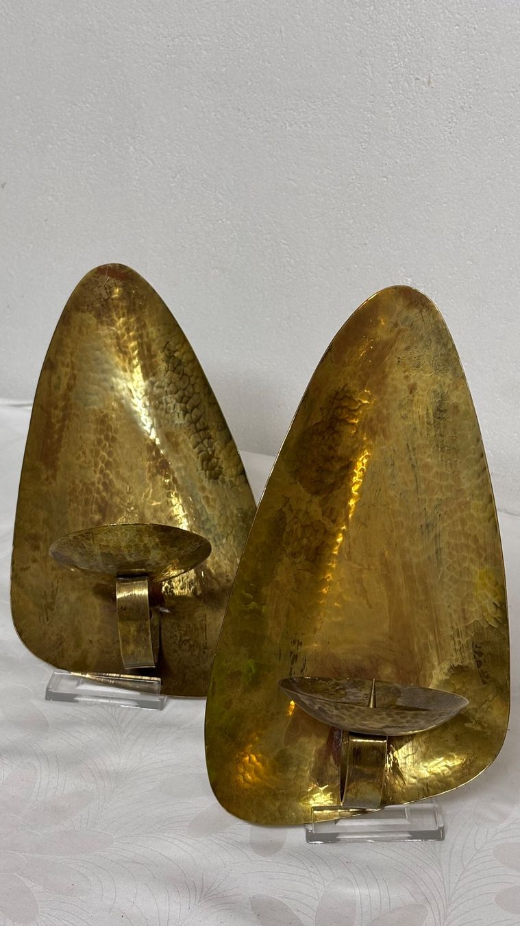 Portacandele: Mid Century Design Brass Wall Sconce Pair – Usato da Zürich venduto da jas_5mwh 1