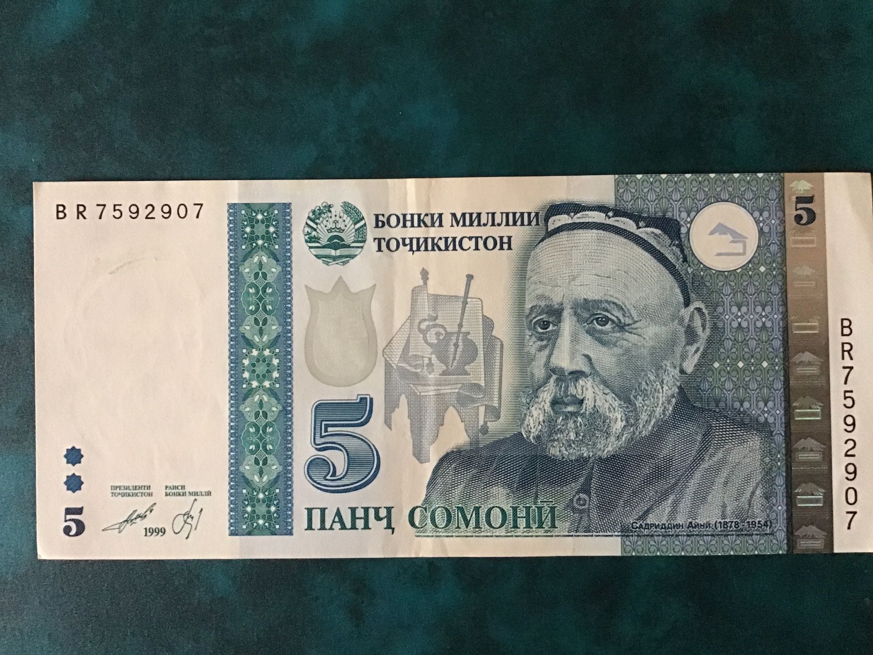 Banconote: Tadschikistan 5 Somoni, 1999 – Usato da Urtenen-Schönbühl venduto da absolut08