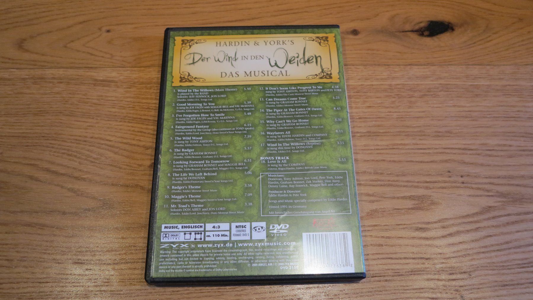 Tutti i DVDs: Der Wind in den Weiden - Das Musical – Usato da Bettmeralp venduto da stermei 1
