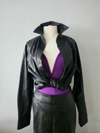 Coole Zara Leder Look Bluse, Grösse M - Herbst Must Have!