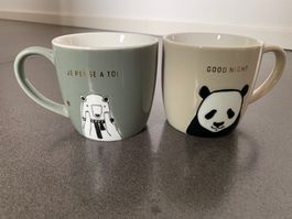 Tassen Keramik 2 Stück "Panda" good night "Bär" je pese a to