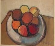 Aquarelle "Nature morte pommes" de Jacques Légeret (Suisse)