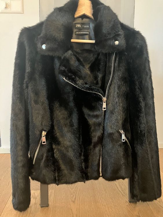Zara Kunstfell Jacke Zara Faux Fur Biker Jacket Grösse S (Neu