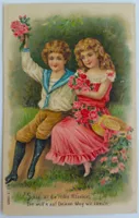 AK von 1909: Prägedruck - Liebespaar mit Rosen