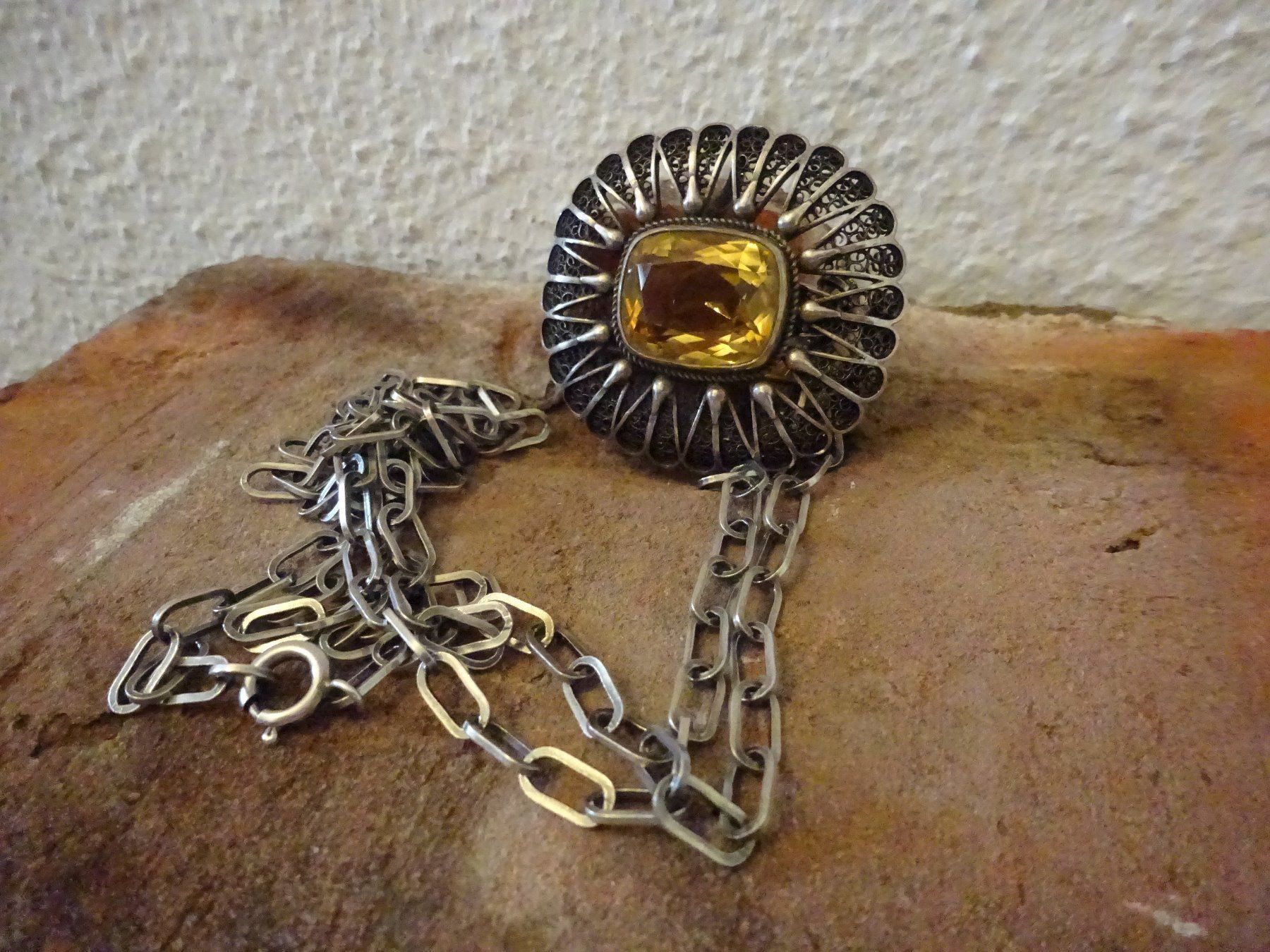 Catenine: Kette Madeira-Citrin / 800 Silber – Usato da Esslingen venduto da FetteSchnecke 4