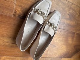Leder Halbschuhe beige, Gr 41
