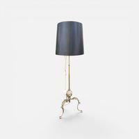 Elegante Stehlampe Messing mit schwarzem Schirm, H: 170 cm