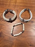 3 schöne Armbänder Leder, Silberelemente