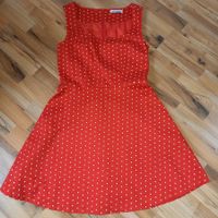 Kleid, Damen, rot mit weissen Punkten, Grösse 36, Baumwolle