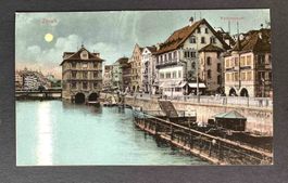 AK Zürich Rathausquai ungelaufen