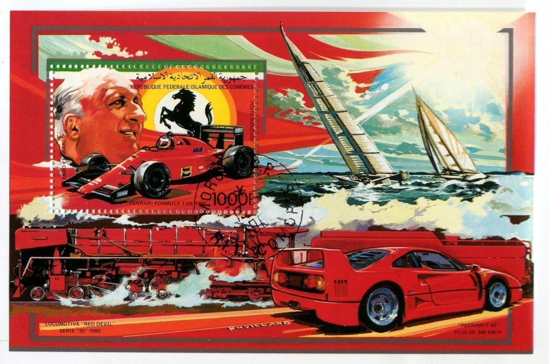 Alle Briefmarken: Block "Ferrari". Komoren. – Neu und originalverpackt aus Basel von Butsch5