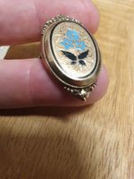 Biedermeier Schaumgold Brosche/Anhänger mit Emaille-Malerei