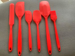 6er Set rote Silikon-Kuechenhelfer-Utensilien 🎂