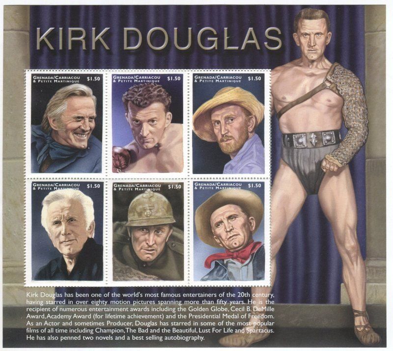 Tutti i francobolli: Block "Kirk Douglas". Grenada – Nuovo e nell'imballaggio originale da Basel venduto da Butsch5