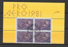 Flugpost F48 Pro Aero Viererblock ET 9.3.1981 Hans Erni