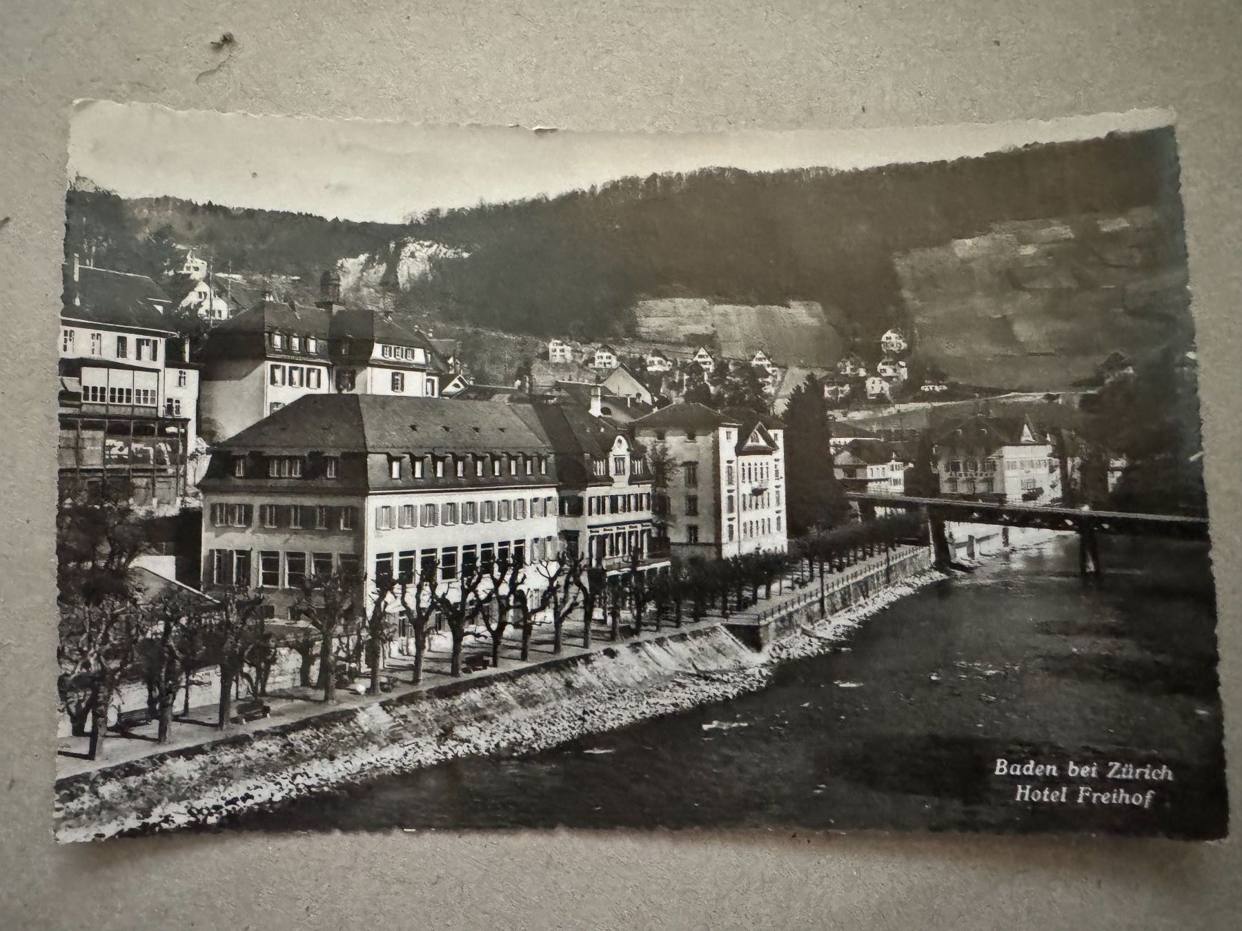 Cartoline postali: BADEN - Hotel FREIHOF - Ansichtskarte – Usato da Tegerfelden venduto da siebenmacky