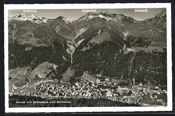 Cartoline postali: Davos, Ortsansicht mit Schatzalp und Ste – Usato da Berlin venduto da bartko-reher