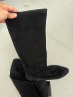 Schwarze Wildleder Overknee Stiefel - Grösse 36
