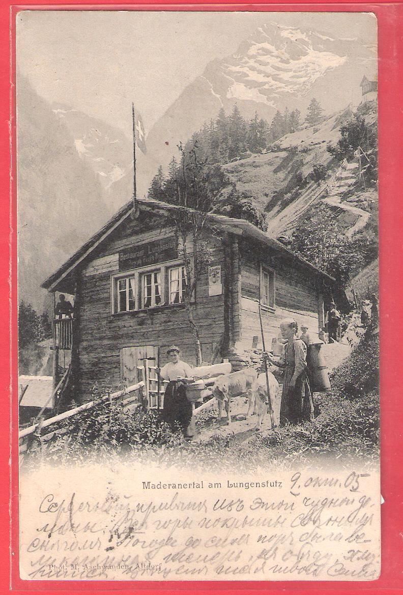Cartoline postali: 9.1905 Maderanertal am Lungenstutz belebt – Usato da Zürich venduto da Hagliweg 2