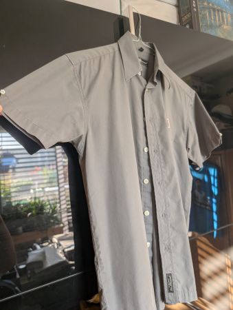 Ben Sherman Kurzarmhemd Grau/Graublau – Grösse S