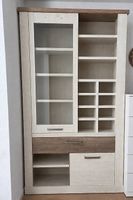 Vitrinenschrank Ludwig  Pinie Weiss / Eiche Antik