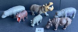 Diverse Kunststoff Figuren Nilpferde, Nashorn  41, 42,