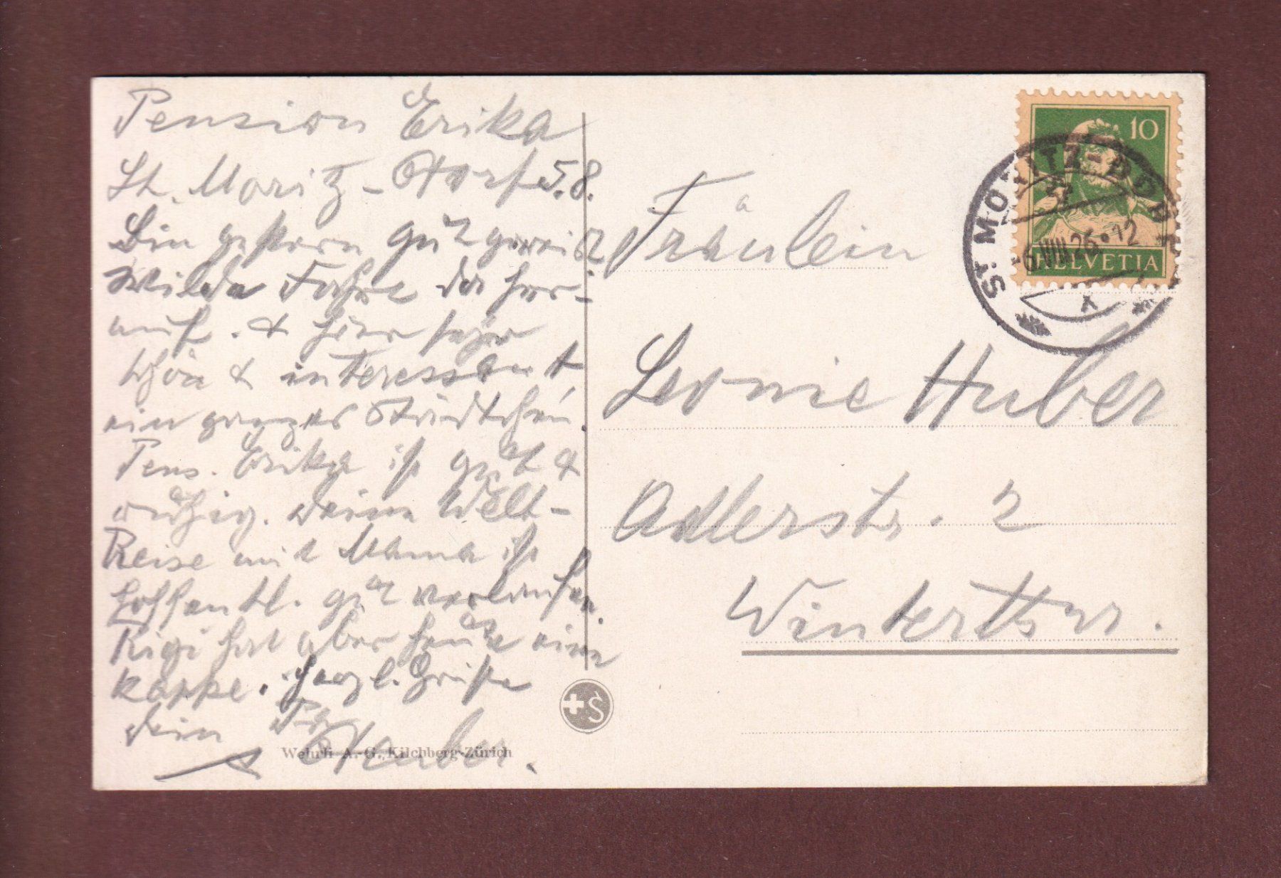 Cartoline postali: ST. MORITZ - Piz Kesch - 1926 – Usato da Pully venduto da nicecards-shop 1