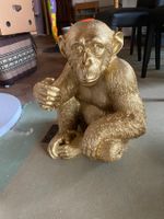 Skulptur / Figur Affe Goldfarbig / NEU