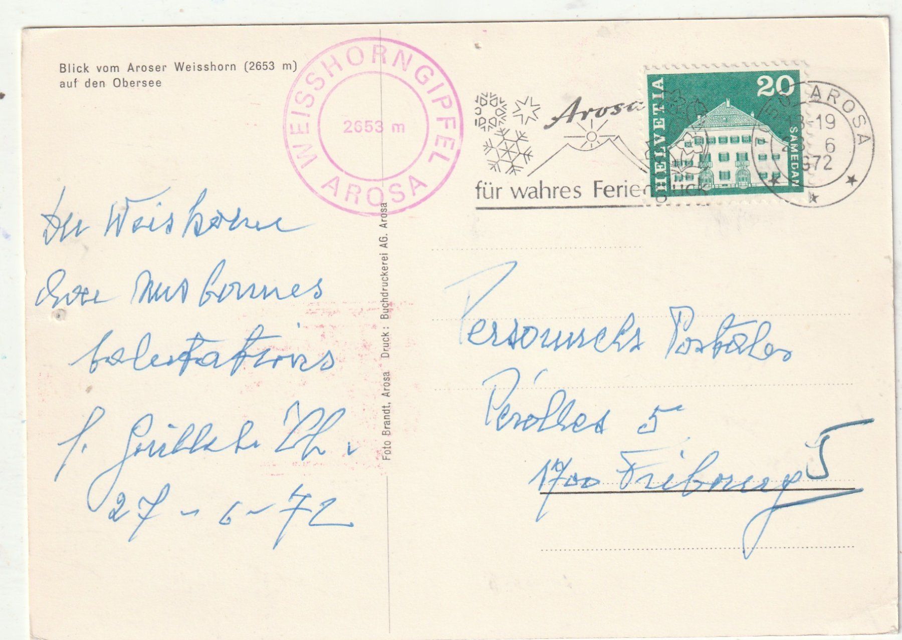 Cartoline postali: Arosa  Bahn - Weissflühjoch – Usato da Lumbrein venduto da made02 1