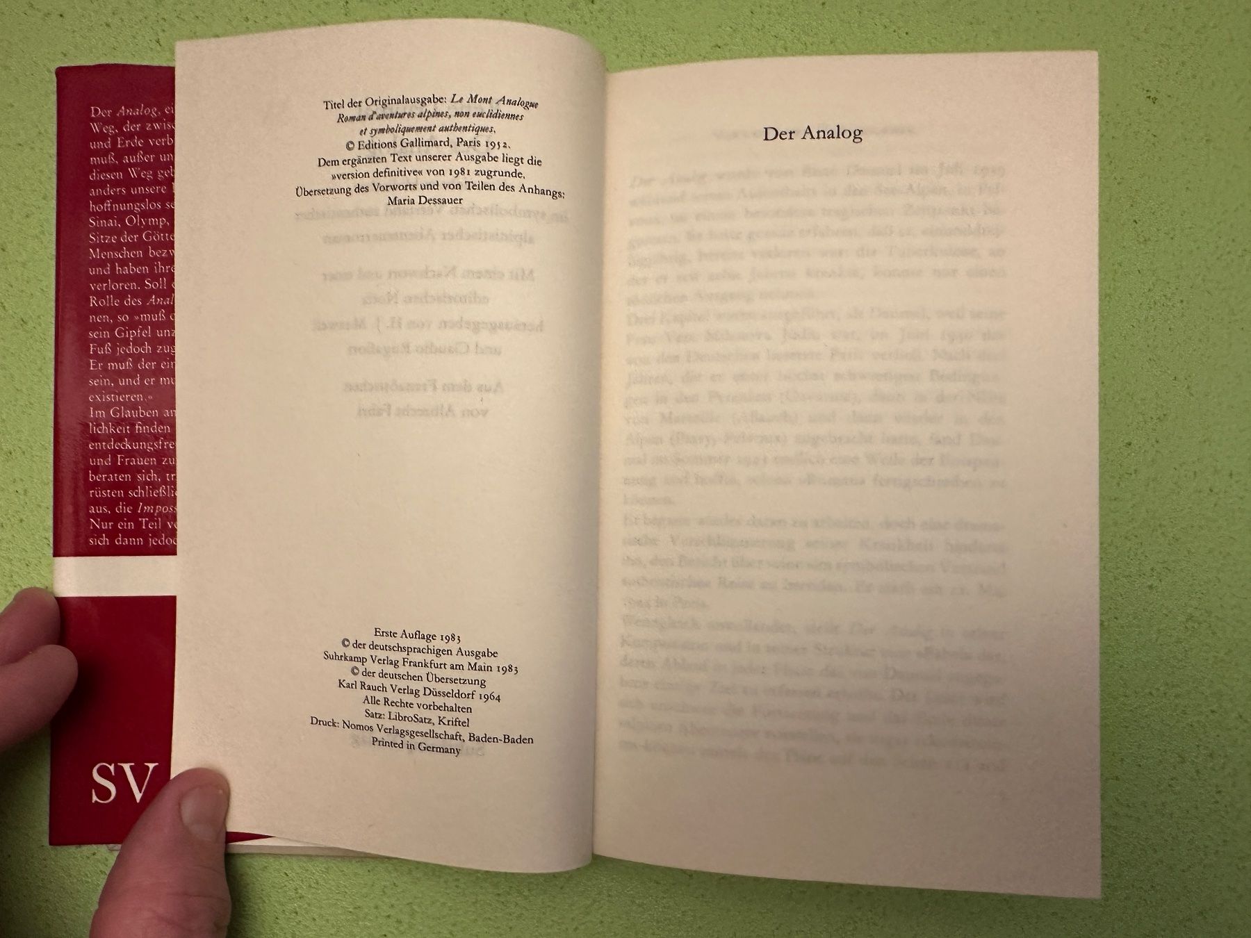 Libri: René Daumal: Der Analog – Usato da Zürich venduto da allp 3
