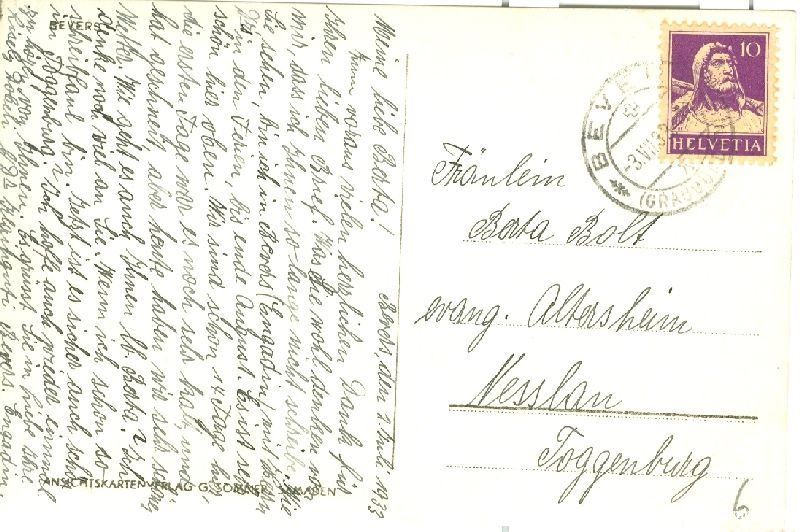 Ansichtskarten: Bevers - Dorf + 1933 TOP – Gebraucht aus Emmenbrücke von teestube 1