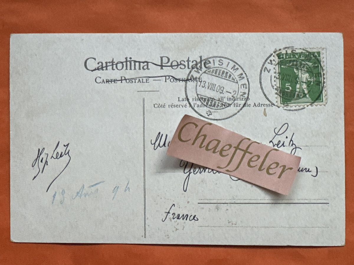 Ansichtskarten: 1909 Gstaad mit Oldenhorn – Gebraucht aus Zürich von Chaeffeler 1