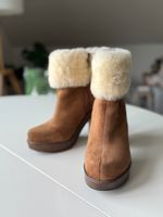 Damen Winterstiefel aus echtem Wildleder mit Fell, Gr. 39