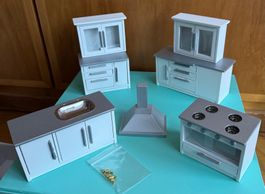 Küchenmöbel Set 7 Teile weiss modern England Puppenhaus