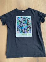 H&M T-Shirt schwarz mit Blumenprint (Whali Chen) Gr. 164