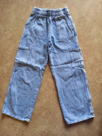 Jeans Hose Kinder Mädchen Grösse 140 hellblau Used Look