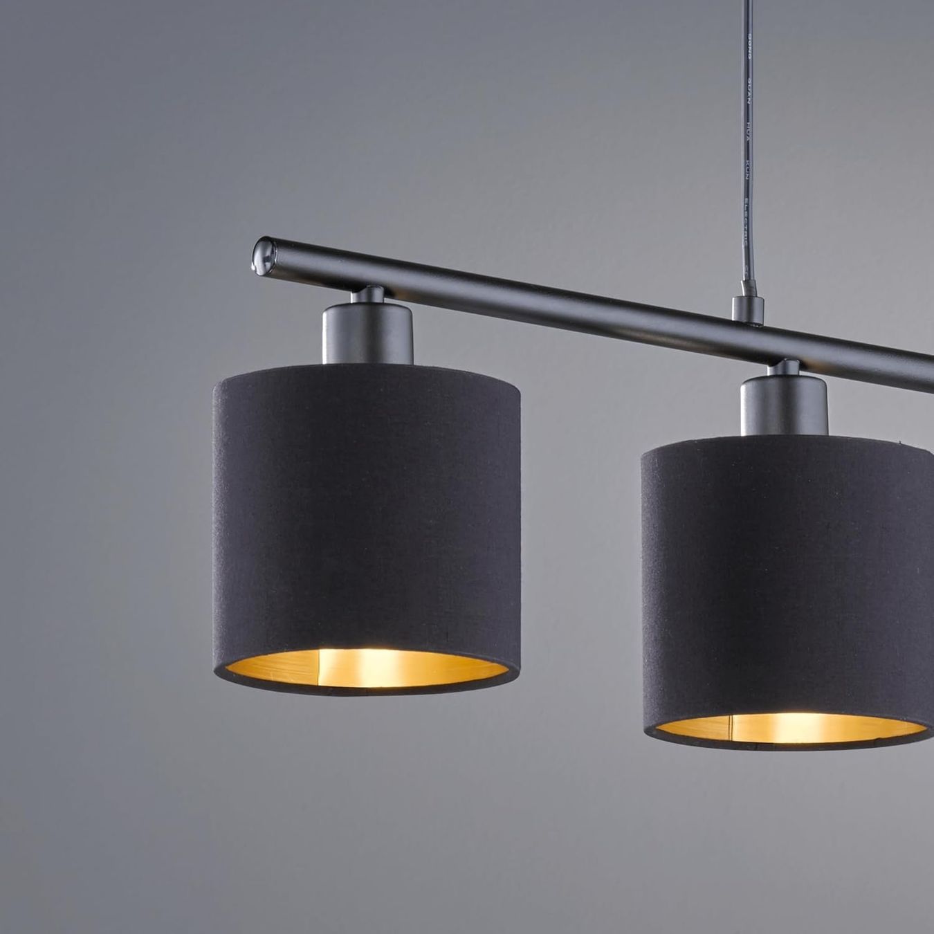 Kronleuchter & Deckenlampen: Pendelleuchte Deckenlampe Metall Schwarz Matt Stoffschirm – Neu und originalverpackt aus Wittenbach von VELARO 4