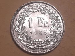 Schweiz 1 Franken 1959 B Silber