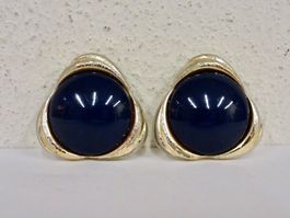 Vintage Ohrclips Clips Ohrschmuck Blau Silber 70er 80er