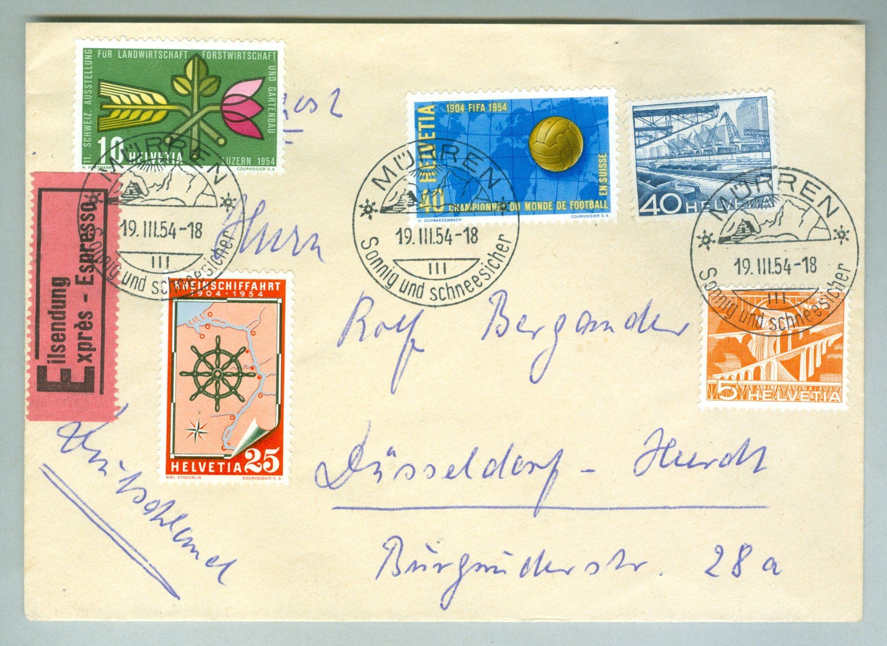 Tutti i francobolli: 1954 Schweiz Bedarfspost – Usato da Zürich venduto da yago-rot