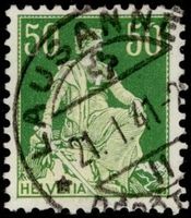 LAUSANNE 21.I.41 Vollstempel auf 50 Rp. glattes Kreidepapier