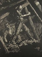 Hermann Kätelhön (1884 - 1940) Kohle Arbeiter - Holzschnitt